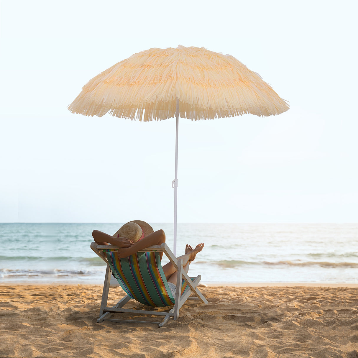 easycomfort easycomfort ombrellone stile hawaiano con frange impermeabile o160cm