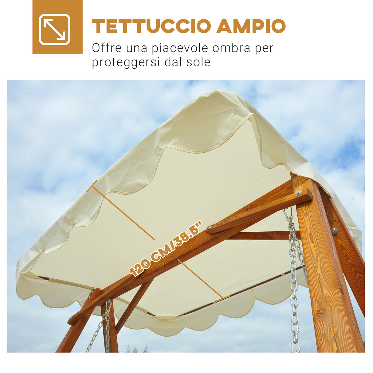 easycomfort easycomfort dondolo da giardino stile classico legno massello di pino conforme alle norme di fs tettuccio parasole in tessuto di poliestere con rivestimento di pa 162x130x185cm 240kg