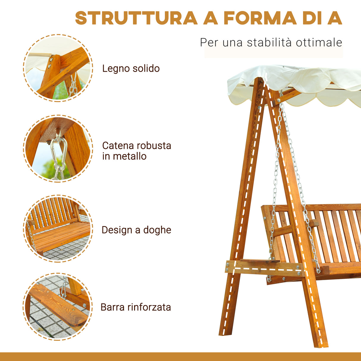 easycomfort easycomfort dondolo da giardino stile classico legno massello di pino conforme alle norme di fs tettuccio parasole in tessuto di poliestere con rivestimento di pa 162x130x185cm 240kg