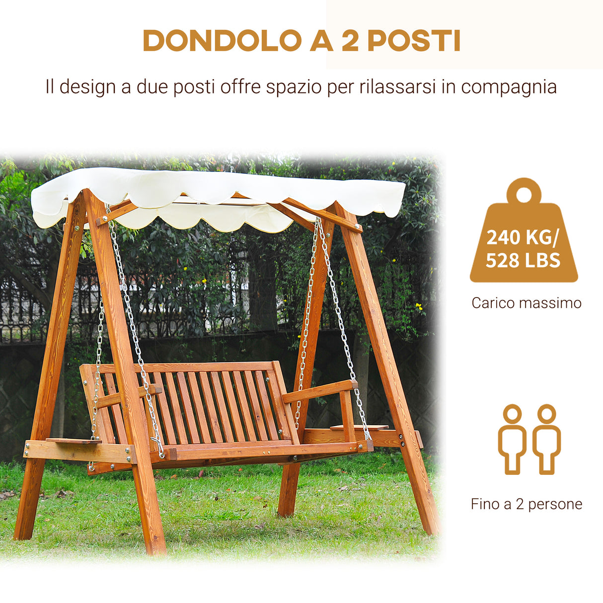 easycomfort easycomfort dondolo da giardino stile classico legno massello di pino conforme alle norme di fs tettuccio parasole in tessuto di poliestere con rivestimento di pa 162x130x185cm 240kg