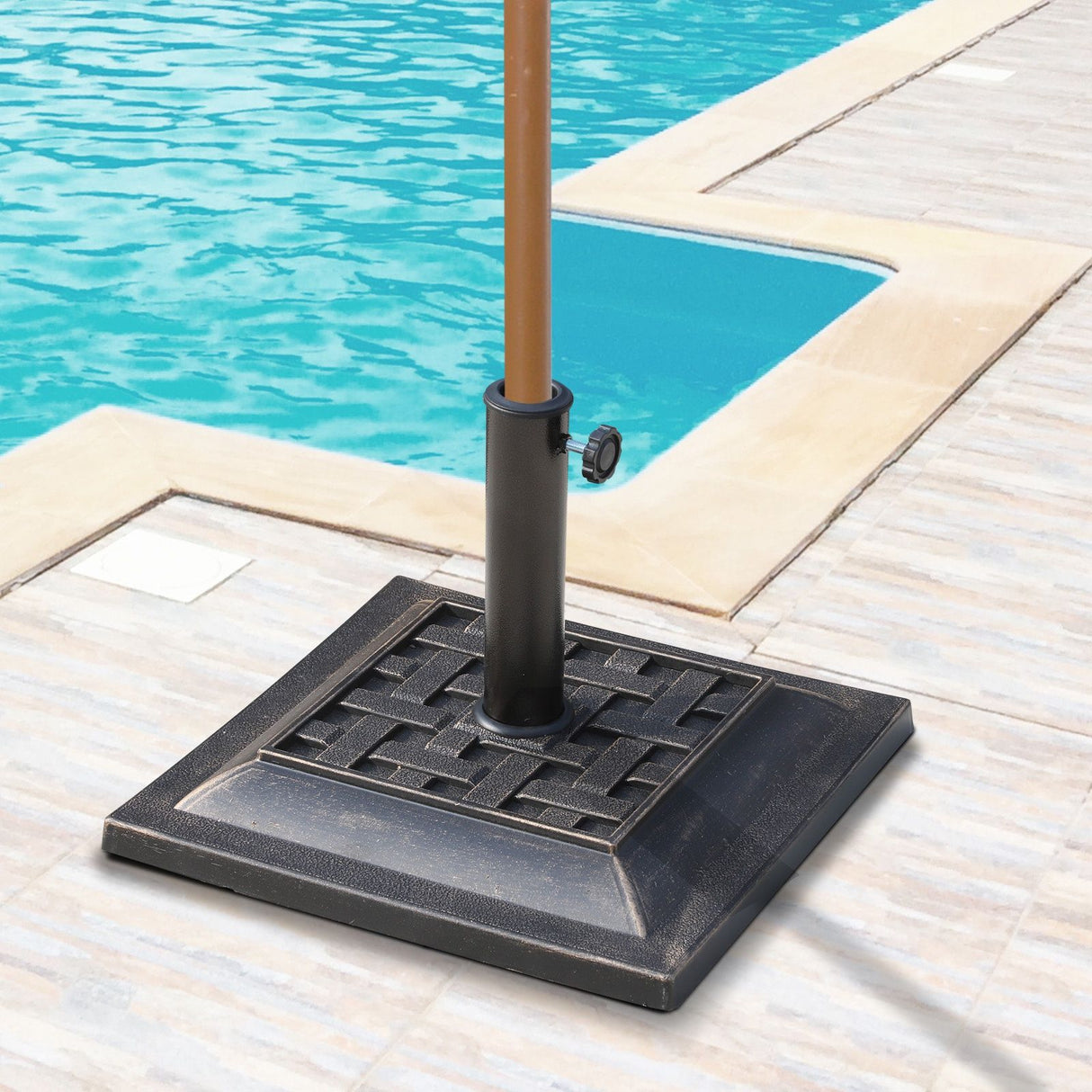 easycomfort easycomfort basamento per ombrellone da giardino in resina e acciaio in stile vintage 44x44x32cm nero e bronzo