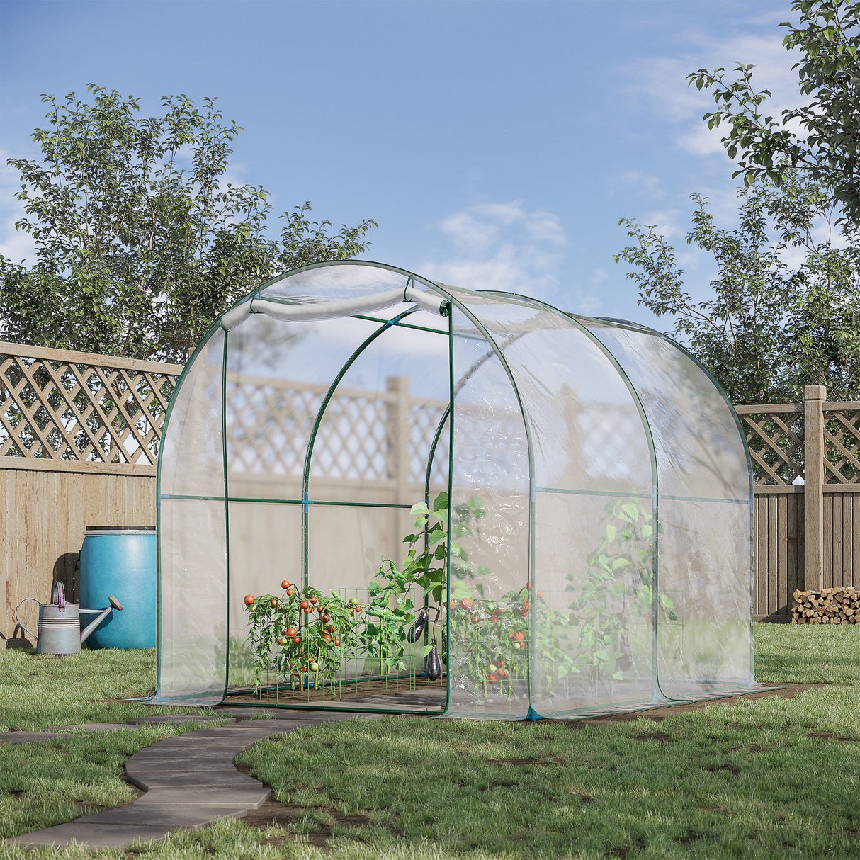 easycomfort easycomfort serra da giardino a tunnel per piante e orto con copertura in pvc 250x200x200cm