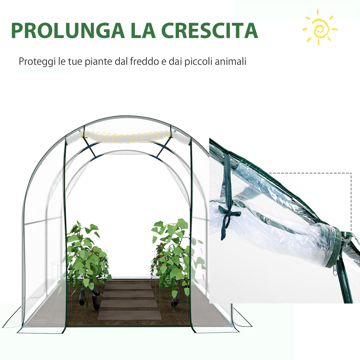 easycomfort easycomfort serra da giardino a tunnel per piante e orto con copertura in pvc 250x200x200cm