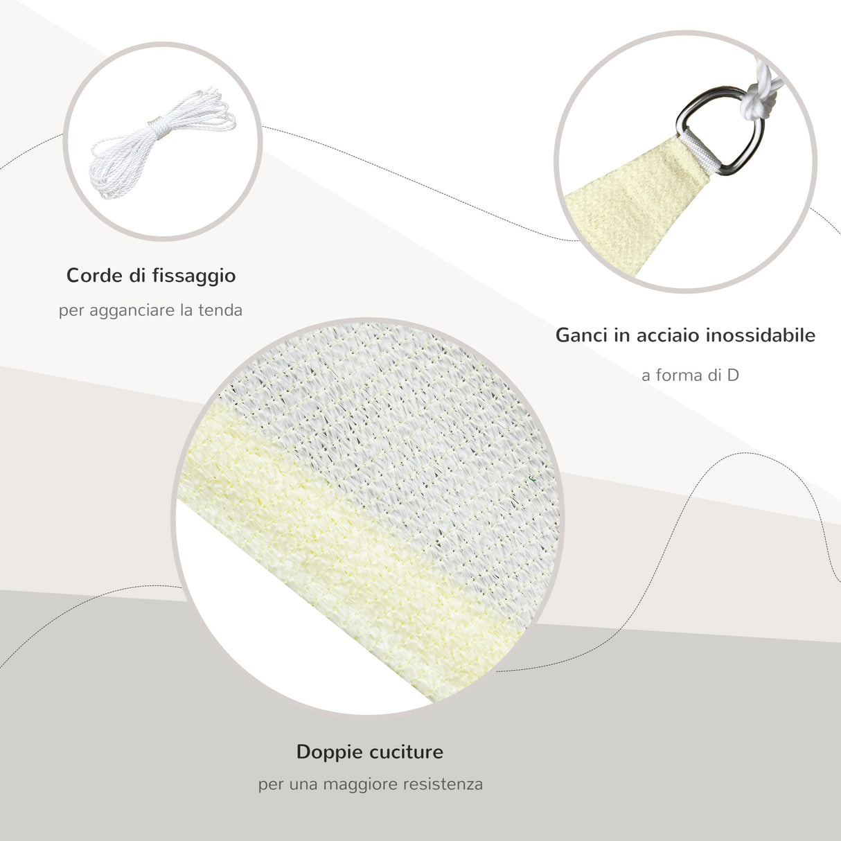 easycomfort easycomfort tenda da sole triangolare in hdpe crema 4x4x4m