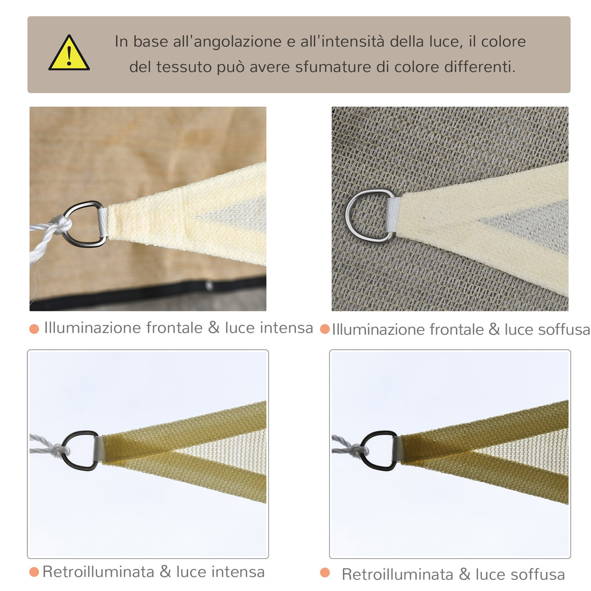 easycomfort easycomfort tenda da sole triangolare tenda a vela anti uv crema 5x5x5m