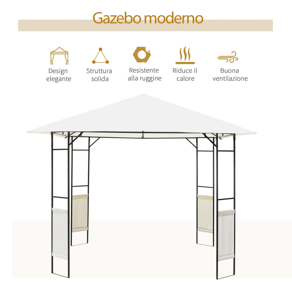 easycomfort easycomfort tendone gazebo da giardino bianco in metallo 3x3m