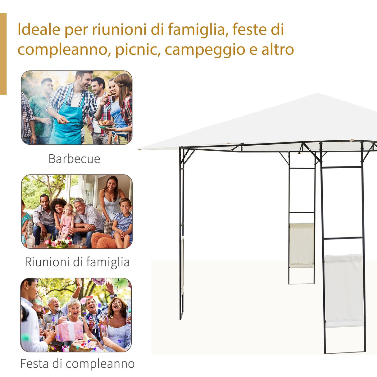 easycomfort easycomfort tendone gazebo da giardino bianco in metallo 3x3m