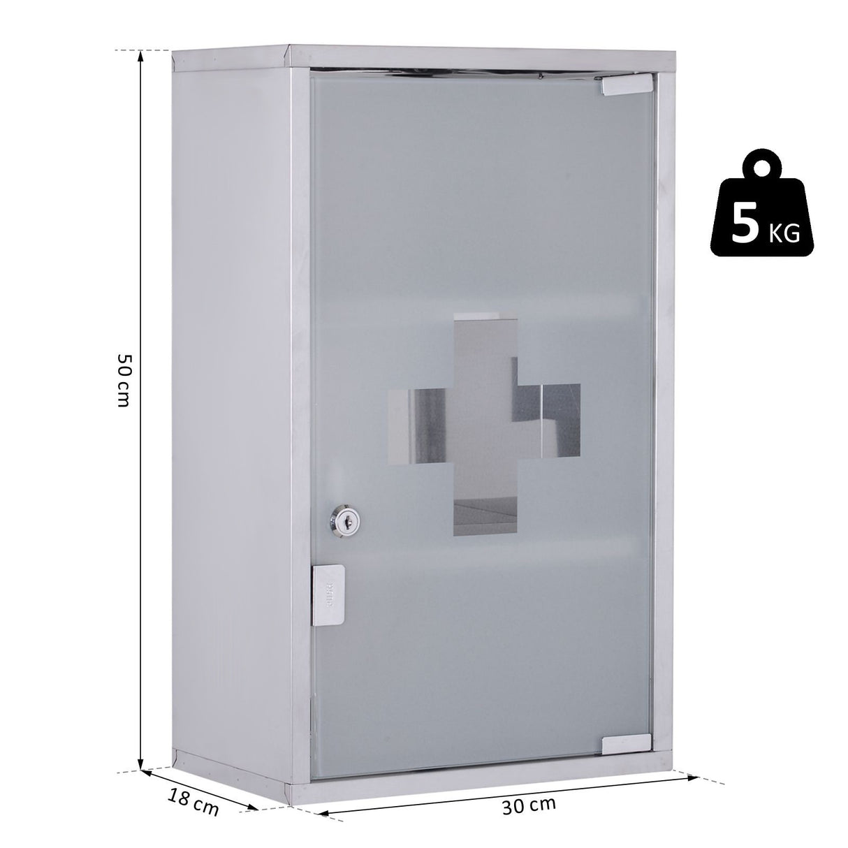 easycomfort easycomfort armadietto medicinali 50x30x18cm cassetta mobile bagno primo soccorso in acciaio inox con serratura ean 8054111845243