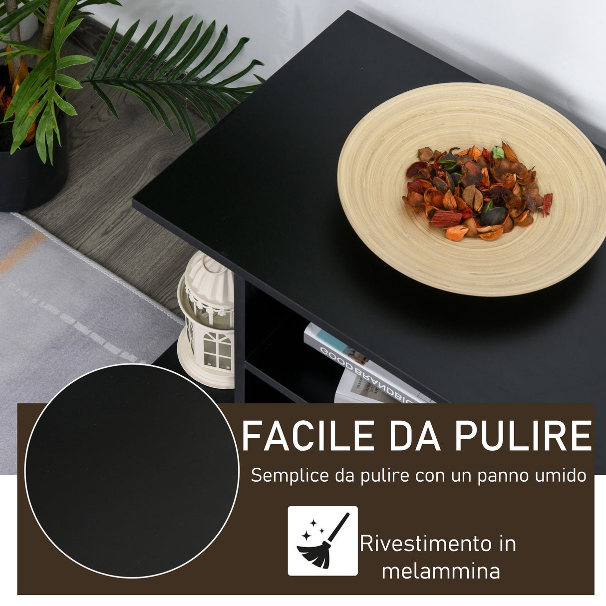 easycomfort easycomfort mobile tv moderno con ruote mobiletto tv in legno 80 40 40cm nero ean 8054144131672