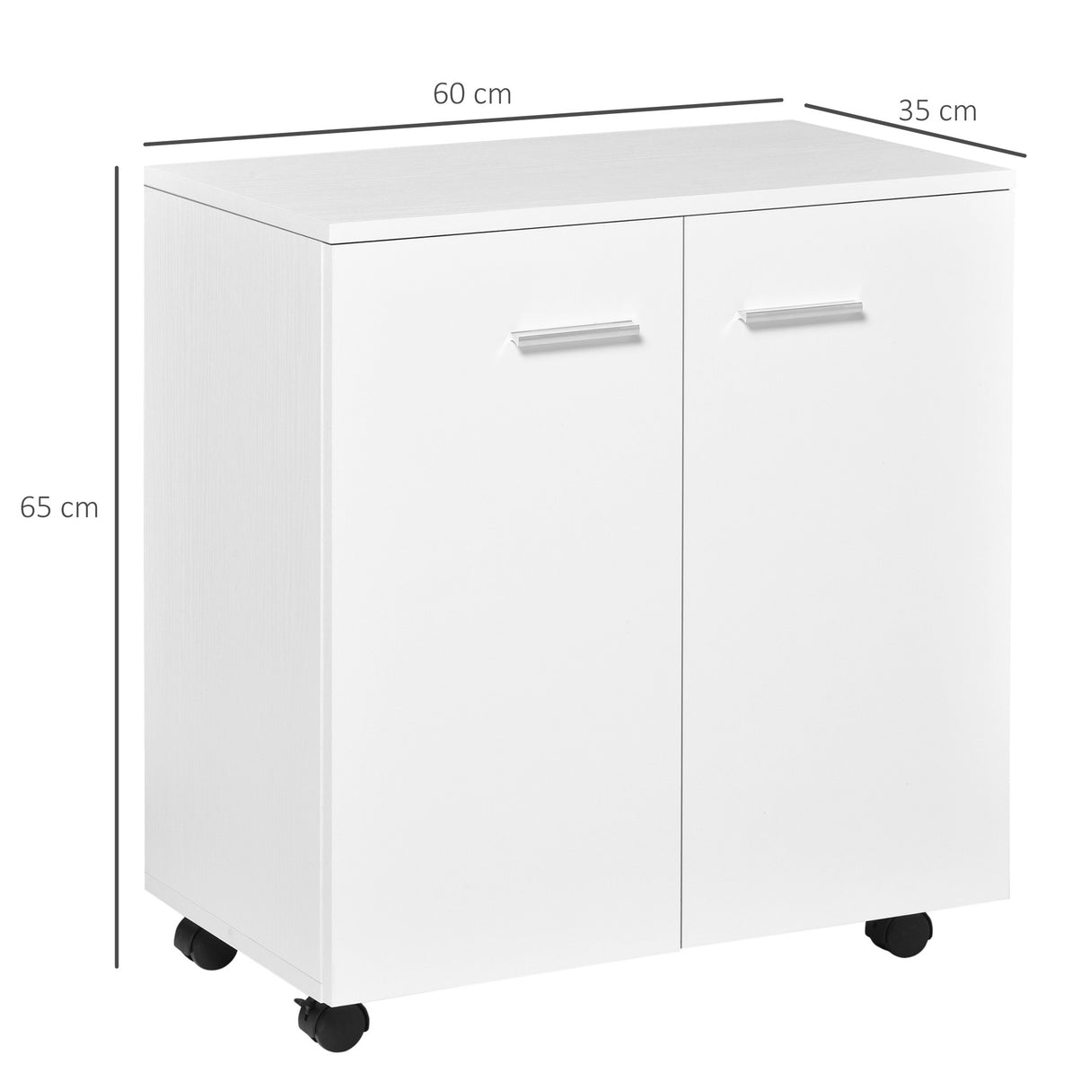 easycomfort easycomfort mobiletto in legno con ruote e 2 ante 60x35x65cm bianco ean 8054144131573