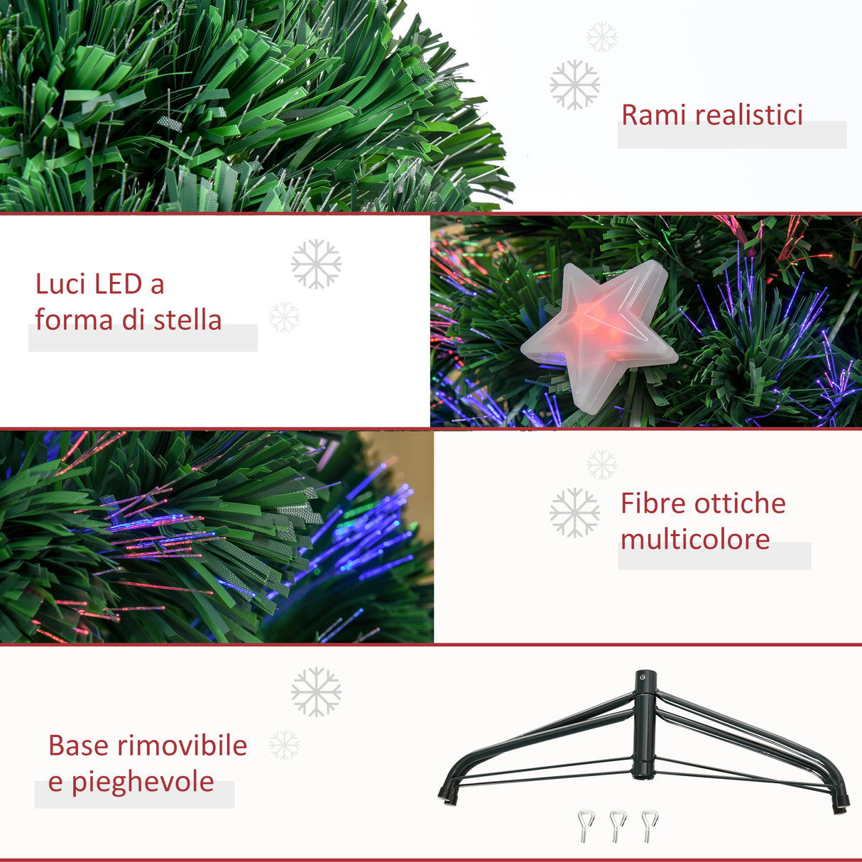 easycomfort easycomfort albero di natale artificiale 120cm a fibra ottica e 16 luci led a forma di stella