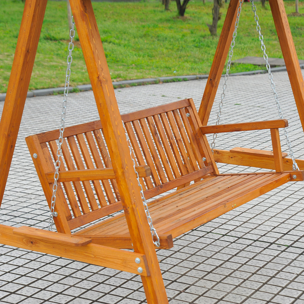 easycomfort dondolo da giardino 3 posti con baldacchino in legno 200x 130x 185cm