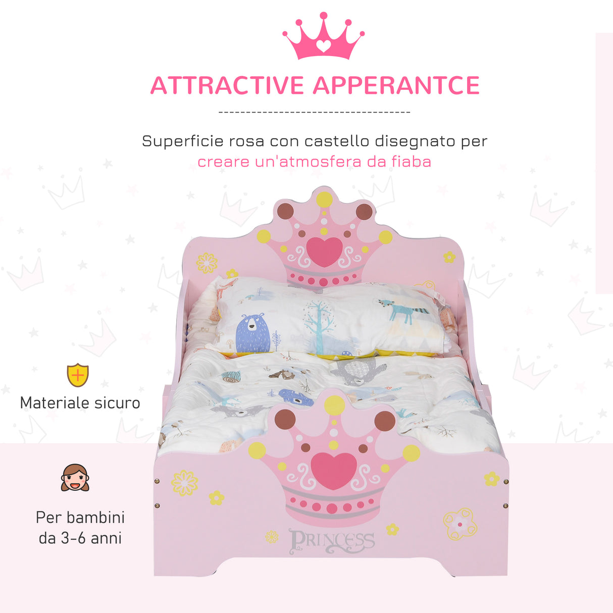 easycomfort easycomfort letto per bambini con bordi rialzati e 6 gambe in legno per cameretta lettino per bimbi da 3 6 anni 143x73x60cm rosa