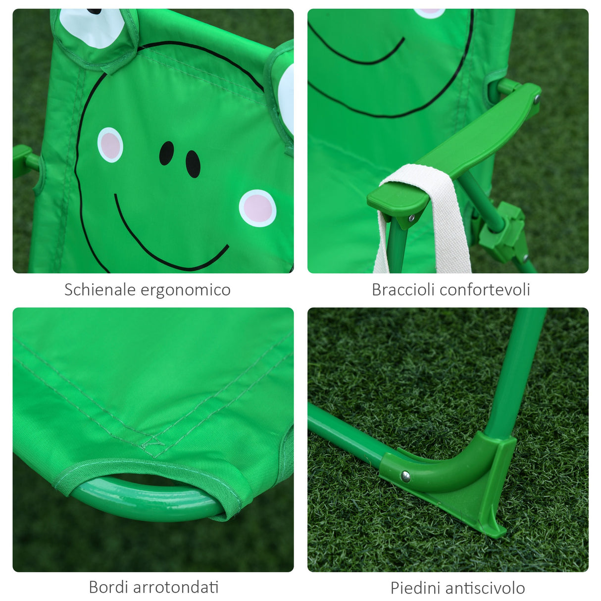 easycomfort easycomfort set tavolo da giardino con 2 sedie pieghevoli e ombrellone per bambini rana