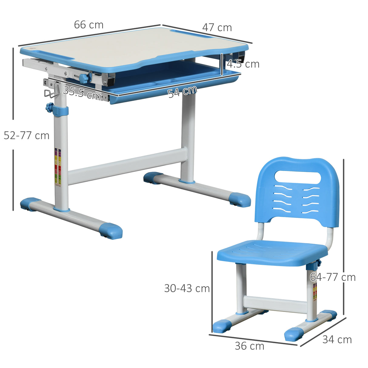 easycomfort easycomfort banco scuola con sedia regolabili in altezza per bambini 6 12 anni cassetto e piano inclinabile a 45 acciaio e mdf blu