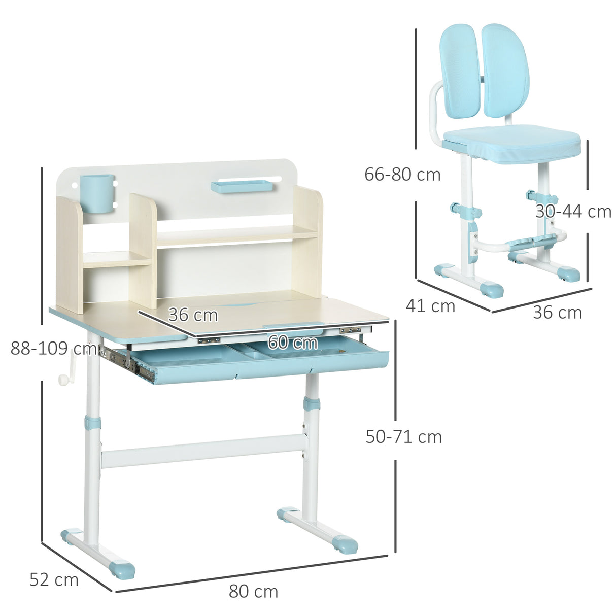 easycomfort easycomfort banco scuola con sedia per bambini 3 12 anni altezza regolabile e piano inclinabile azzurro