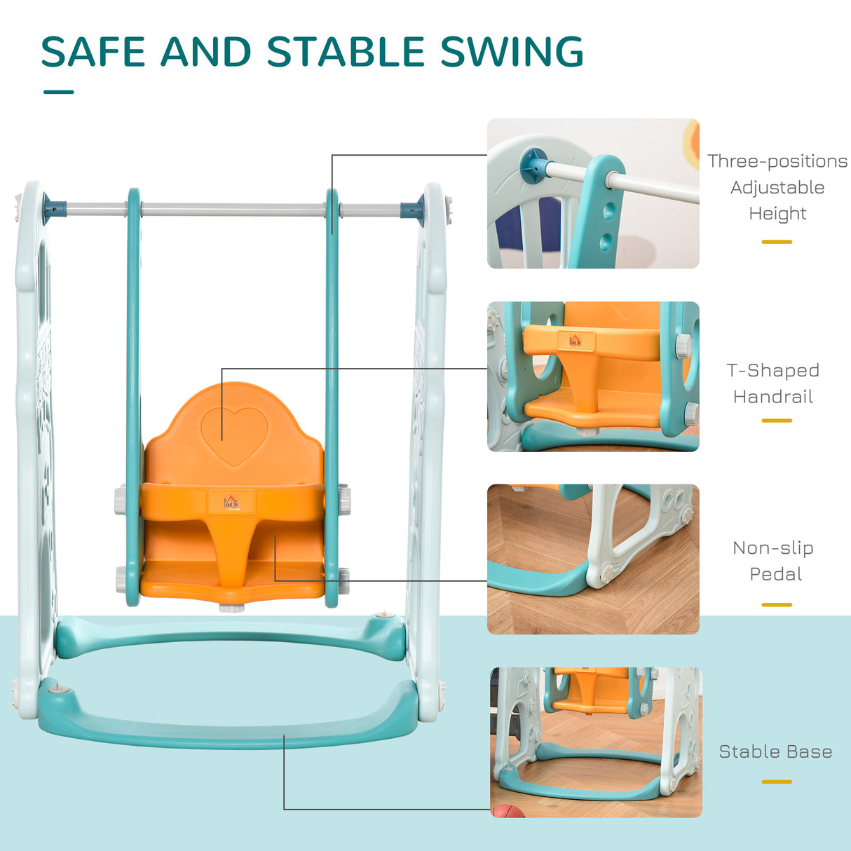easycomfort easycomfort scivolo per bambini con altalena regolabile canestro e palle per cameretta e giardino 149x186x98cm blu e arancione