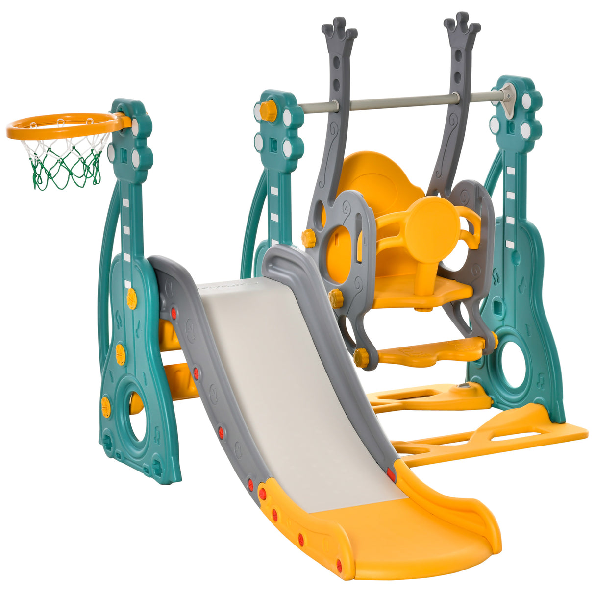 easycomfort easycomfort scivolo per bambini 18 mesi 3 anni con altalena regolabile e canestro in hdpe multicolore 152x149x107cm