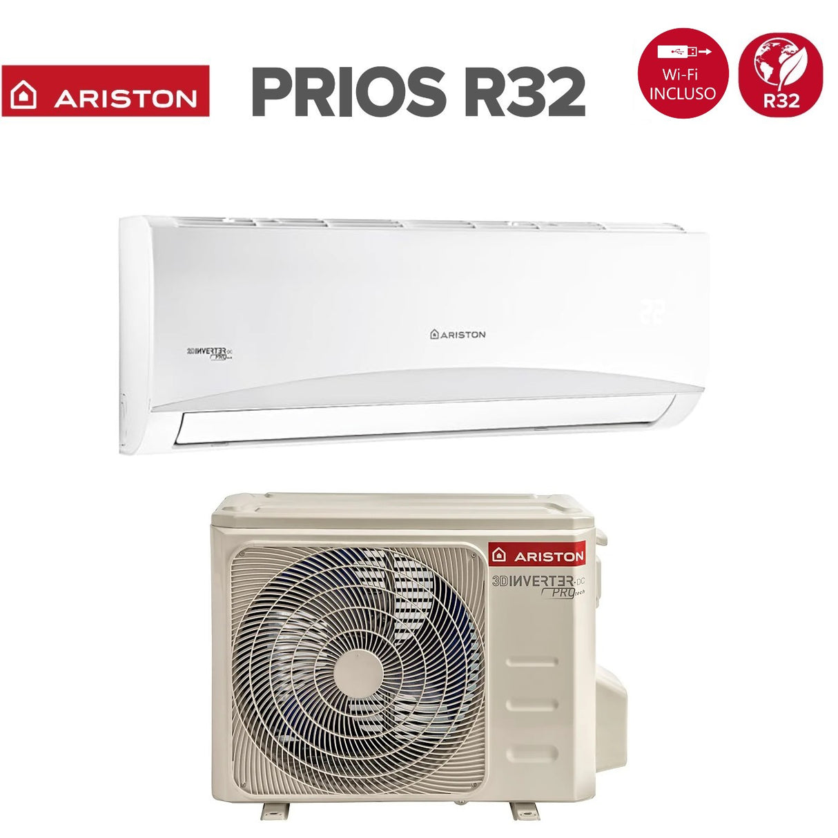 climatizzatore condizionatore ariston inverter serie prios 9000 btu c 25 mud0 r 32 wi fi optional classe a__ a_