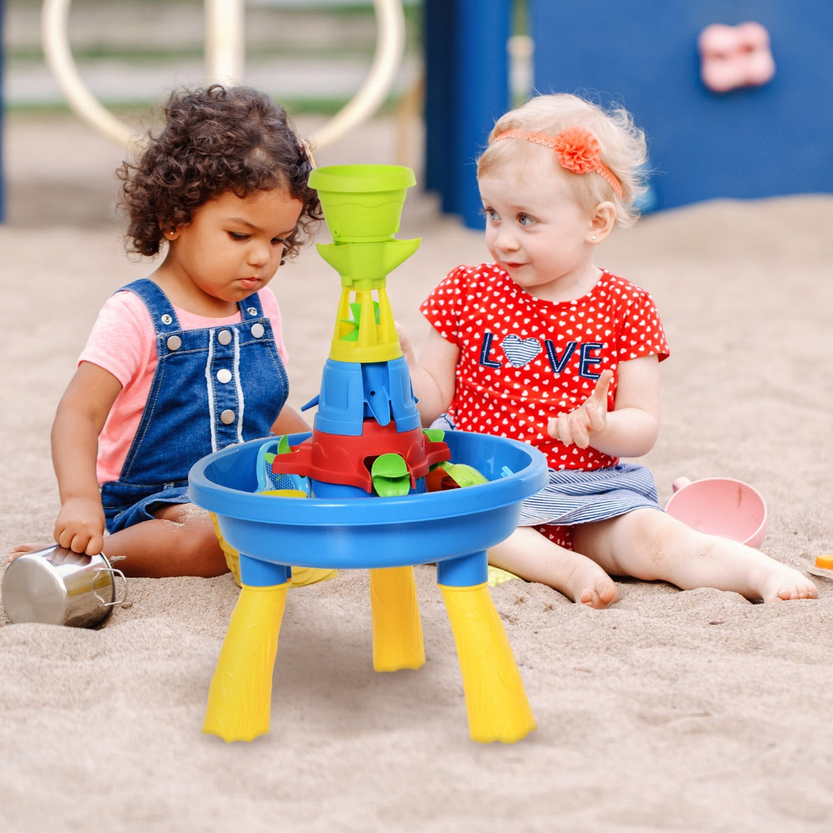 easycomfort easycomfort playset tavolino acqua e sabbia per bambini con 21 accessori set giocattoli tavolo acquatico da spiaggia ed esterni in pp 46x46x72 cm