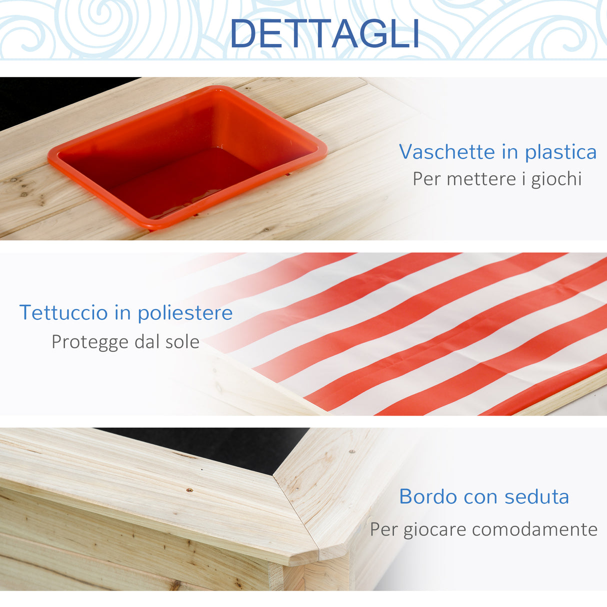 easycomfort easycomfort sabbiera da cortile con tettuccio regolabile per bambini 3 8 anni 118x118x118cm legno
