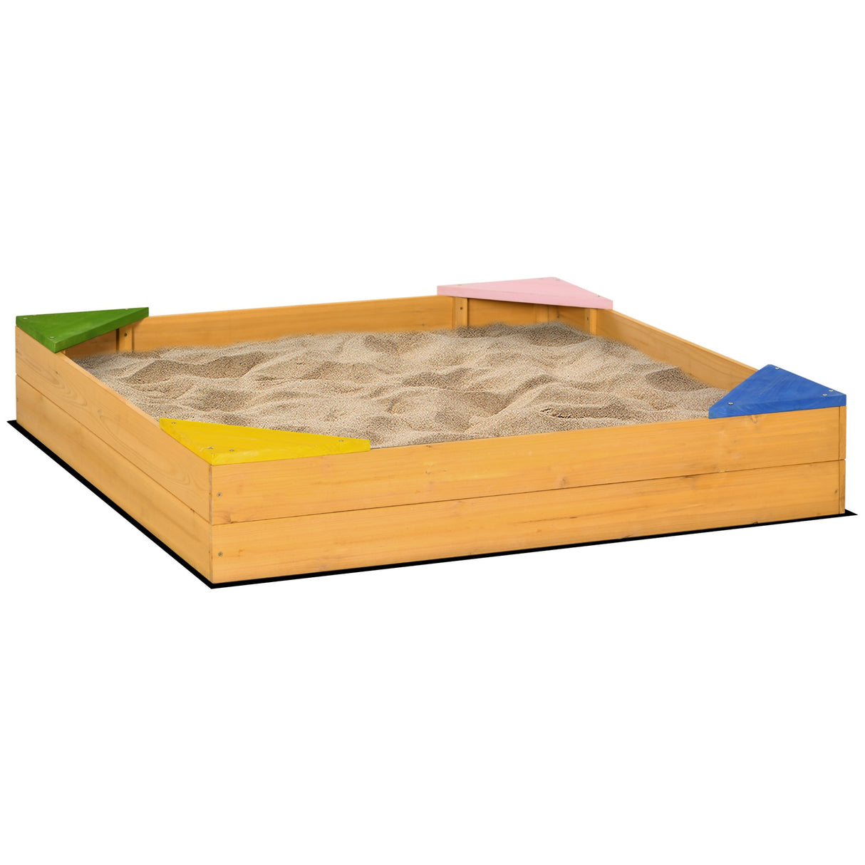 easycomfort easycomfort sabbiera per bambini da 4 posti in legno di abete con design senza fondo 109x109x19 8 cm
