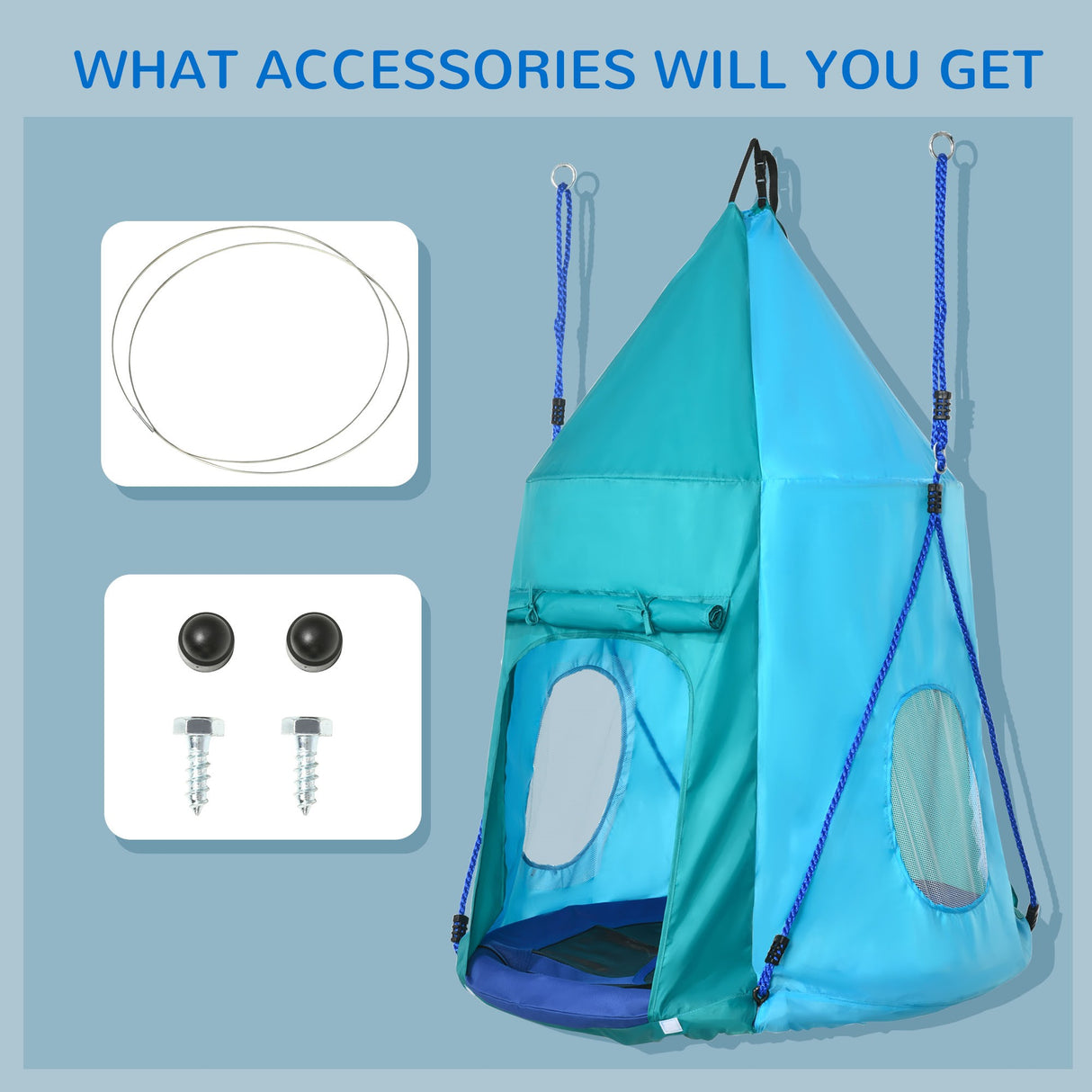 easycomfort easycomfort altalena da giardino con tenda per bambini da 3 8 anni 100cm e corde regolabili blu