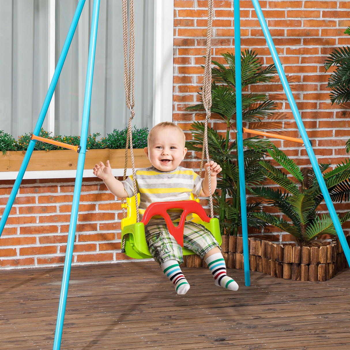 easycomfort easycomfort altalena per bambini 9 36 mesi in pp e pe con corda regolabile e cintura 42x33x120 180 cm