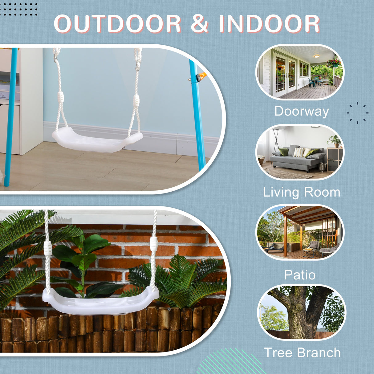 easycomfort easycomfort altalena per bambini 9 36 mesi in pp e pe con corda regolabile e luci led 39x16 5x120 180 cm bianco