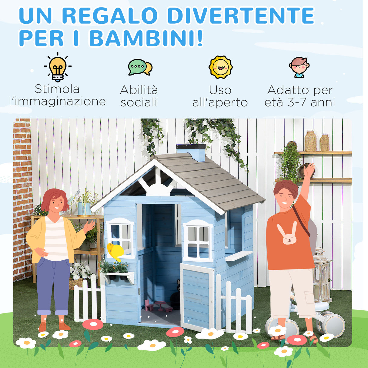 easycomfort easycomfort casetta per bambini in legno da esterno eta 3 7 anni 151x112 5x142cm blu