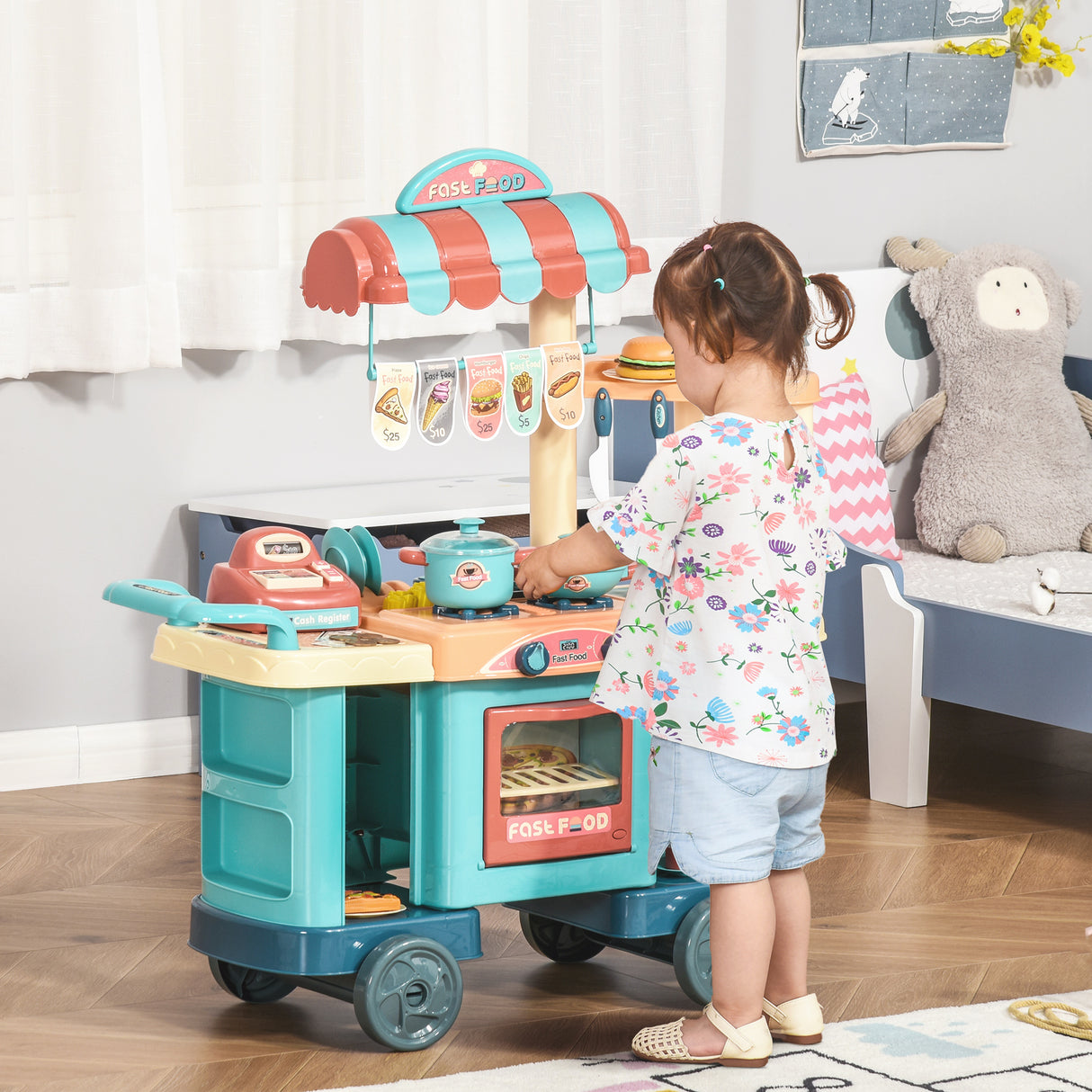 easycomfort easycomfort cucina giocattolo per bambini 3 6 anni caffetteria ristorante con 50 accessori inclusi 79 5 x 33 x 90 5cm
