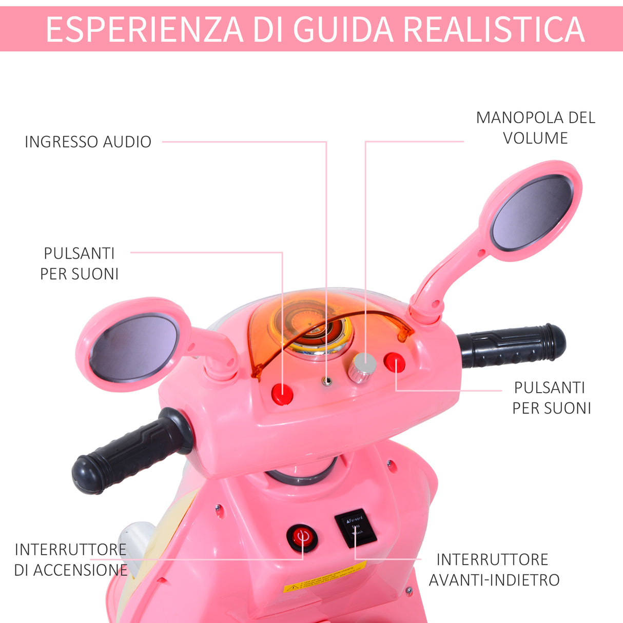 easycomfort easycomfort motorino per bambini triciclo elettrico per bambine 6v con luci e musica rosa