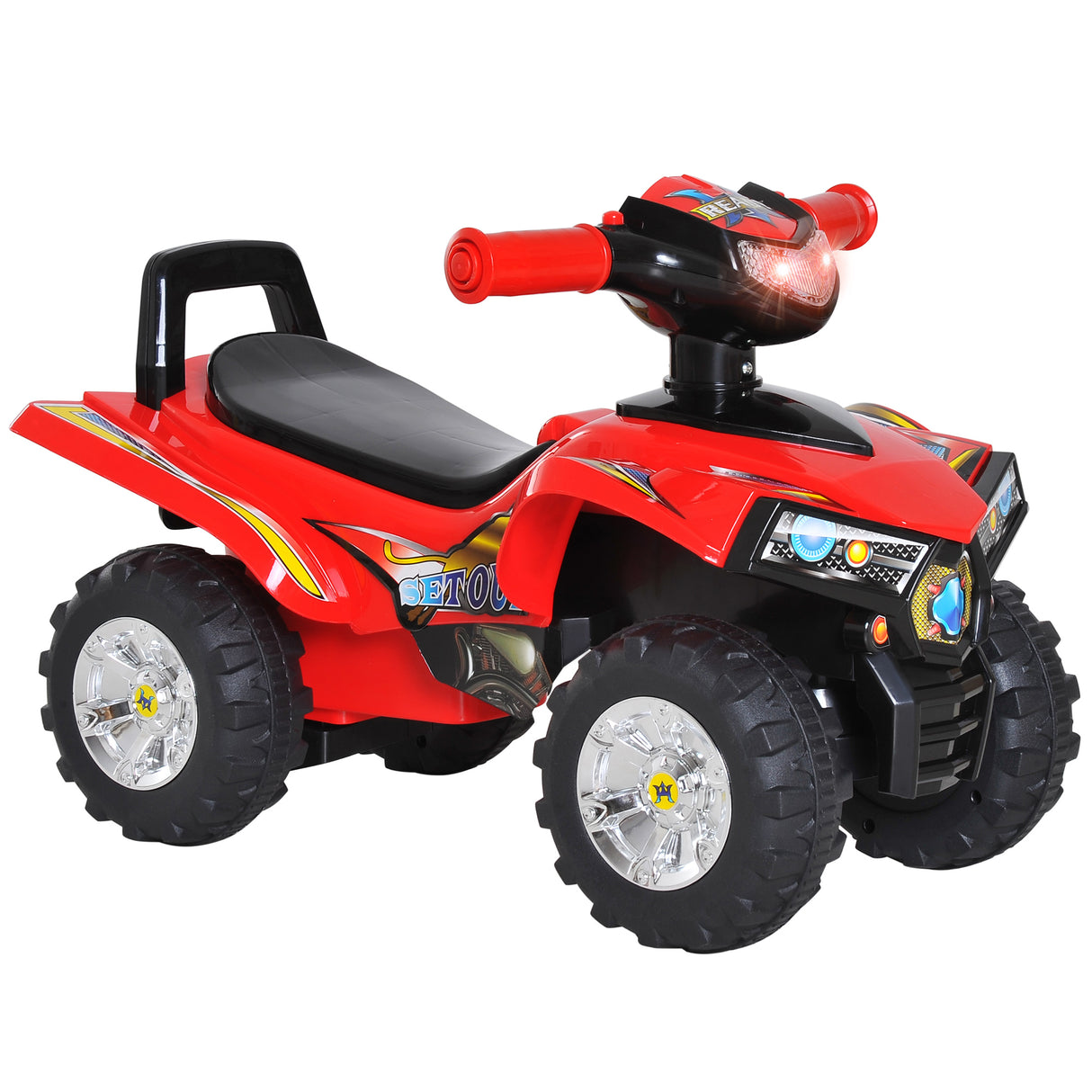 easycomfort easycomfort quad giocattolo per bambini con clacson musica e luci 60x38x42 cm in pp rosso