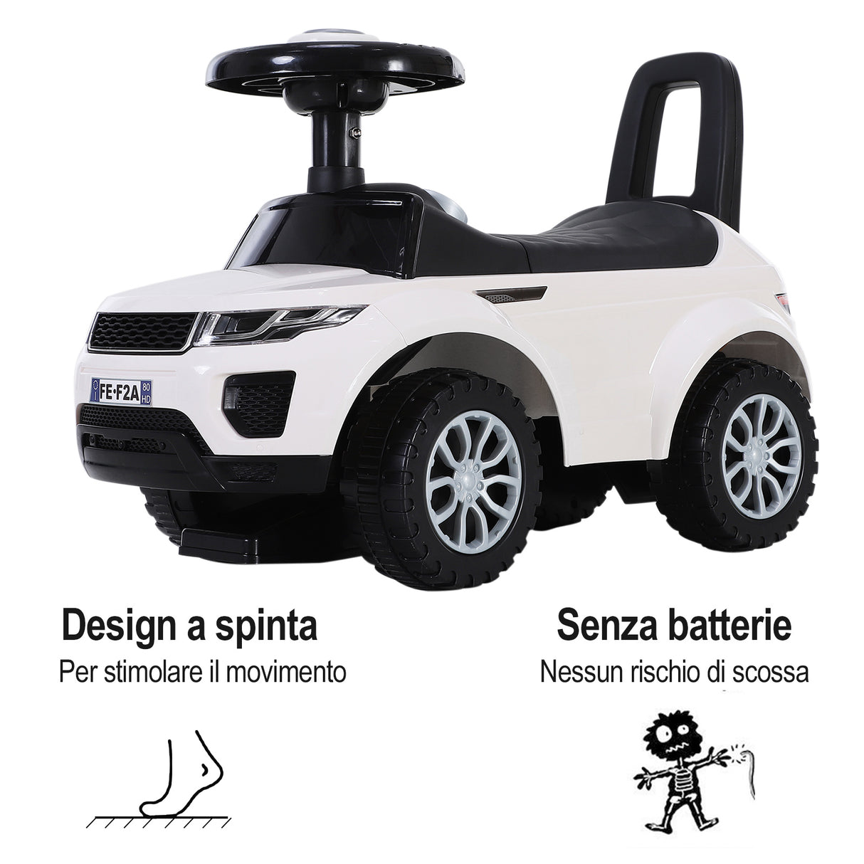 easycomfort easycomfort macchina cavalcabile giocattolo per bambini 12 36 mesi macchina a spinta con vano contenitore e schienale bianca