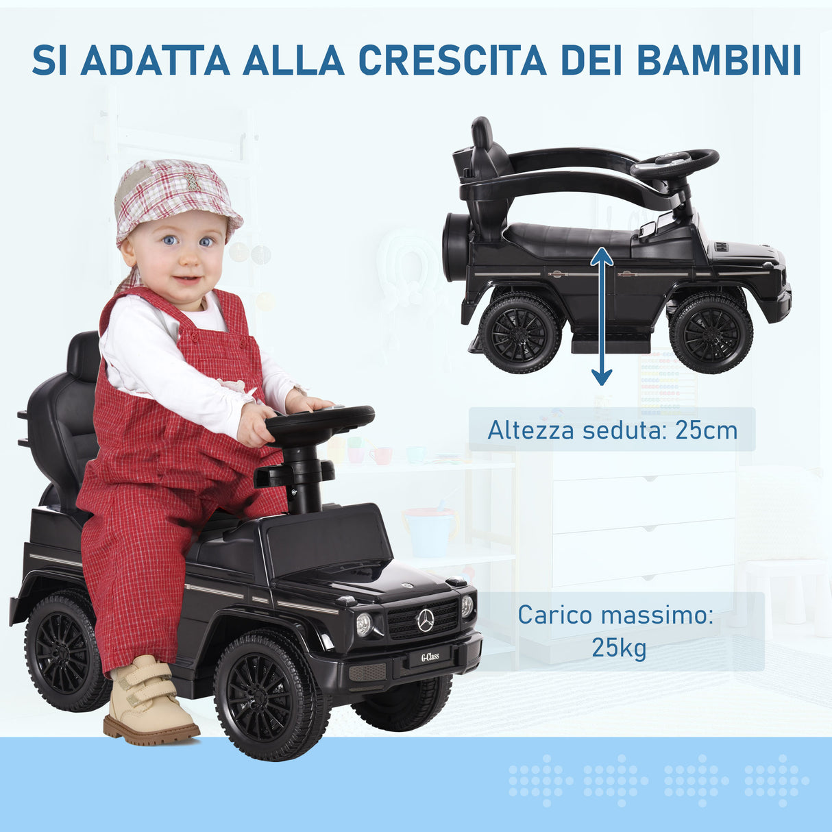 easycomfort easycomfort macchina a spinta per bambini 12 36 mesi con licenza mercedes tettuccio e maniglia di spinta 85 5x40 5x95 cm nero