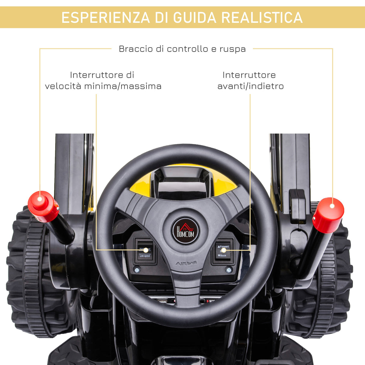 easycomfort easycomfort escavatore cavalcabile per bambini 3 5 anni ruspa giocattolo a batteria 6v con suoni e luci velocita 1 5 2 5 kmh 132cmx62cmx65cm giallo