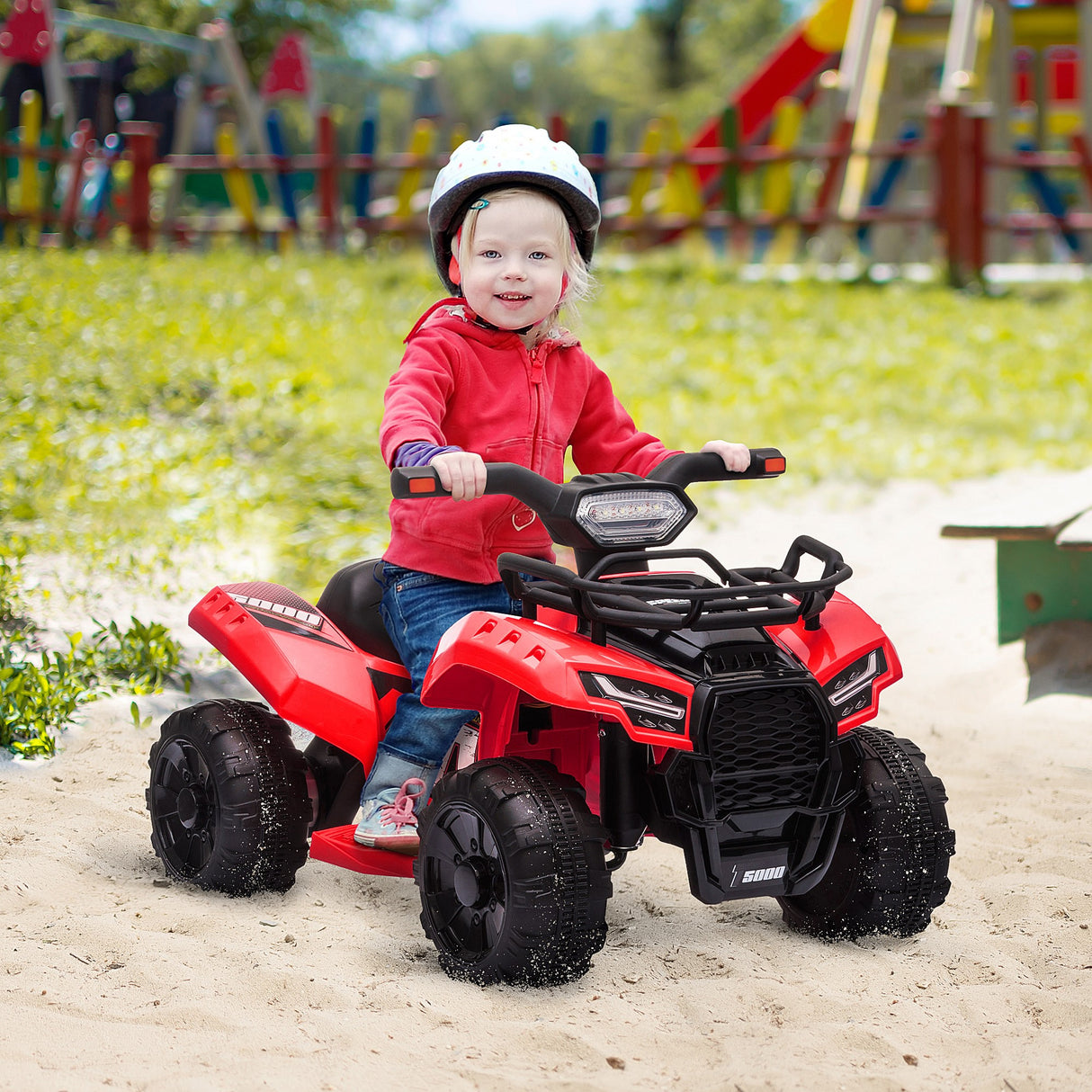 easycomfort easycomfort quad elettrico per bambini con batteria ricaricabile 6v pulsante acceleratore eta 18 36 mesi 70x42x45cm rosso