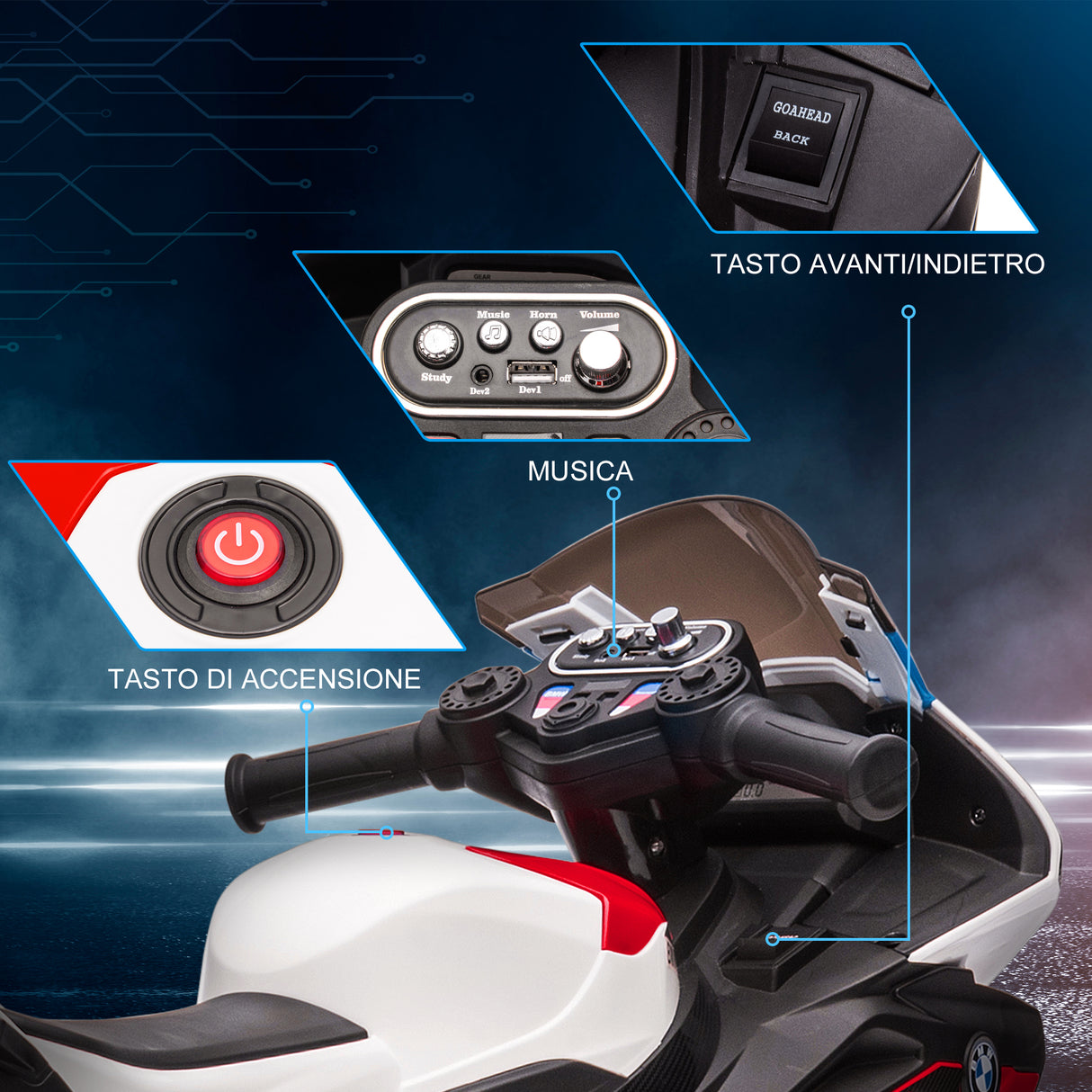 easycomfort easycomfort moto per bambini 18 60 mesi modello bmw hp4 con fari musica e pedali in pp e metallo 82 5x42x54 cm rosso