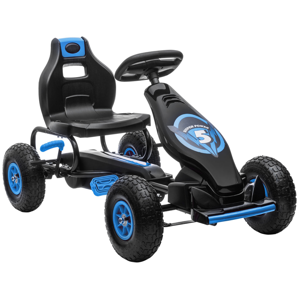 easycomfort easycomfort go kart a pedali per bambini da 5 12 anni con sedile regolabile e ruote in gonfiabili blu
