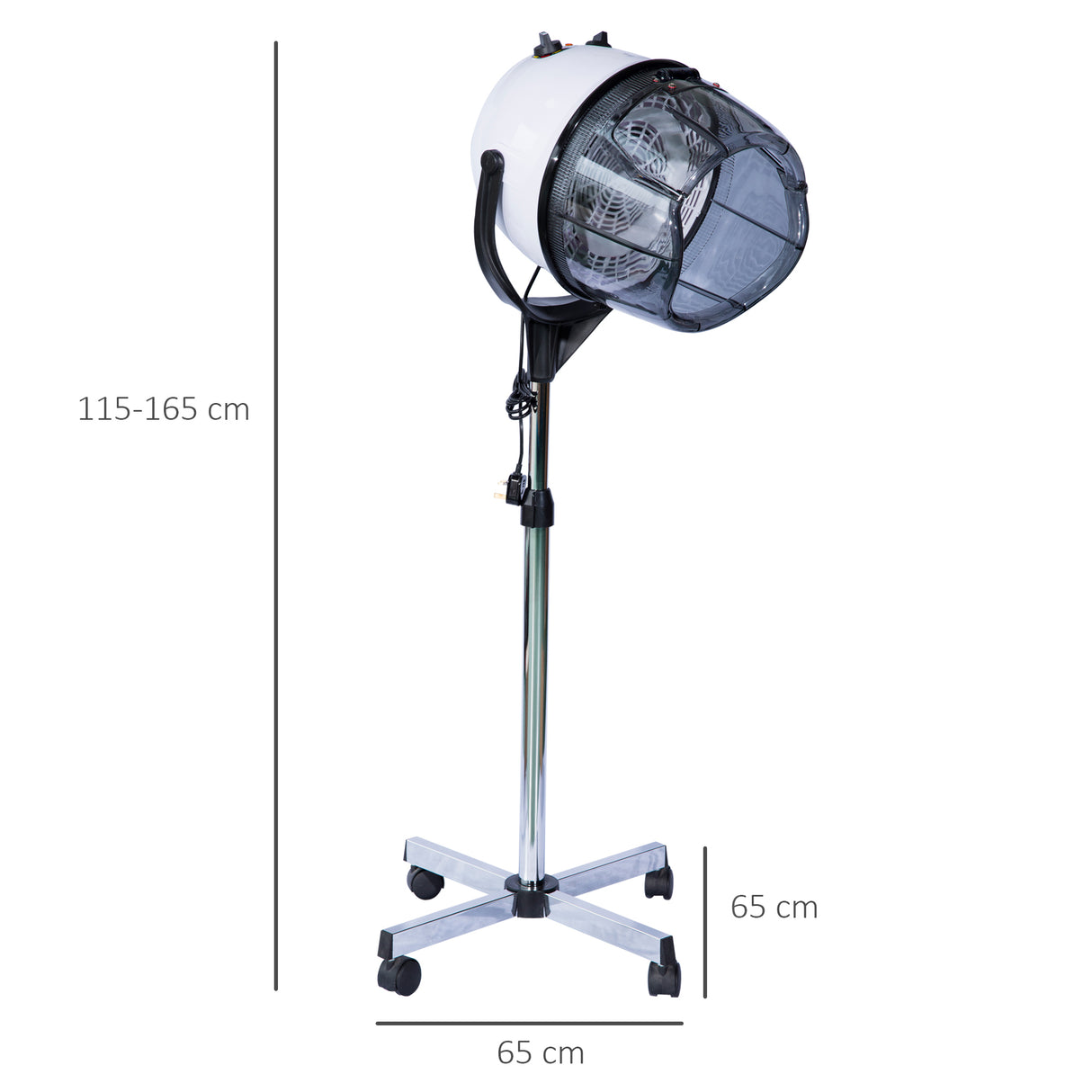 easycomfort easycomfort casco asciugacapelli professionale portatile con ruote girevoli altezza e temperatura regolabili timer 60 minuti 65x65x115 165cm