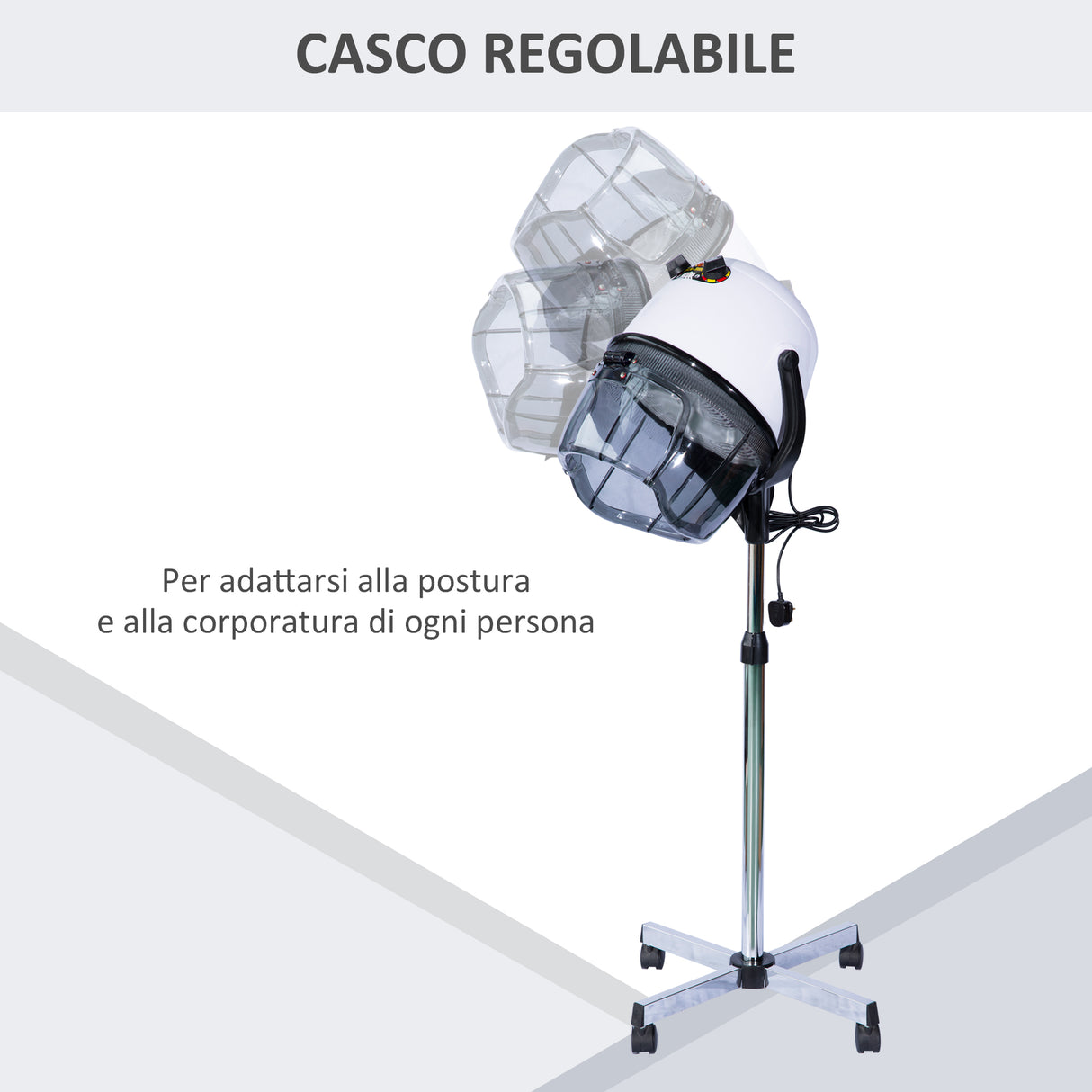 easycomfort easycomfort casco asciugacapelli professionale portatile con ruote girevoli altezza e temperatura regolabili timer 60 minuti 65x65x115 165cm