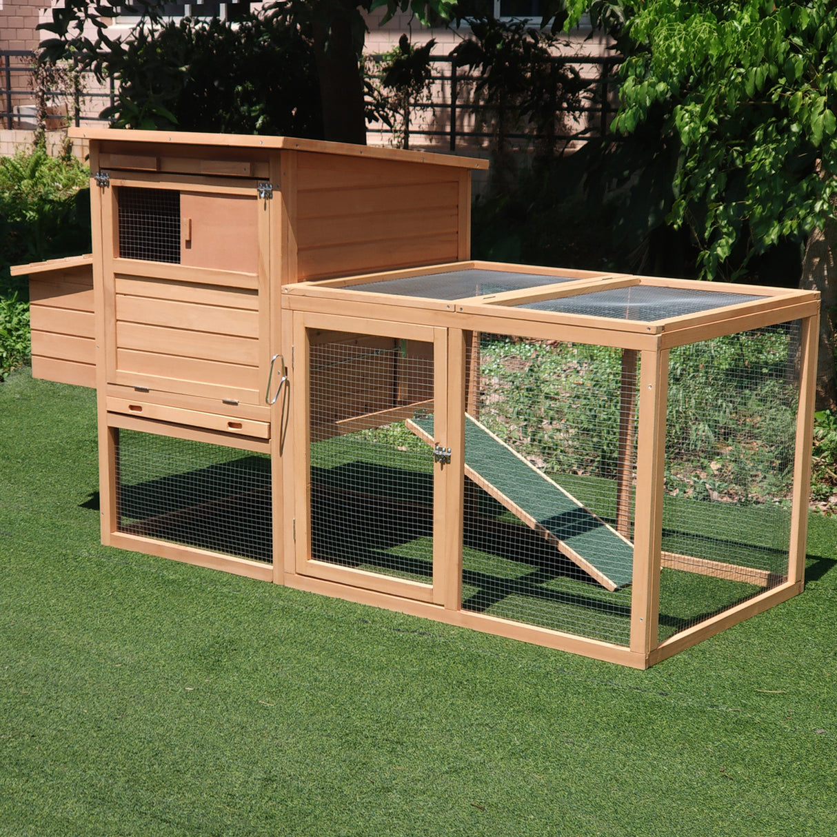 easycomfort easycomfort pollaio da giardino gabbie per galline da esterno con zona di corsa e nido in legno 19081103cm