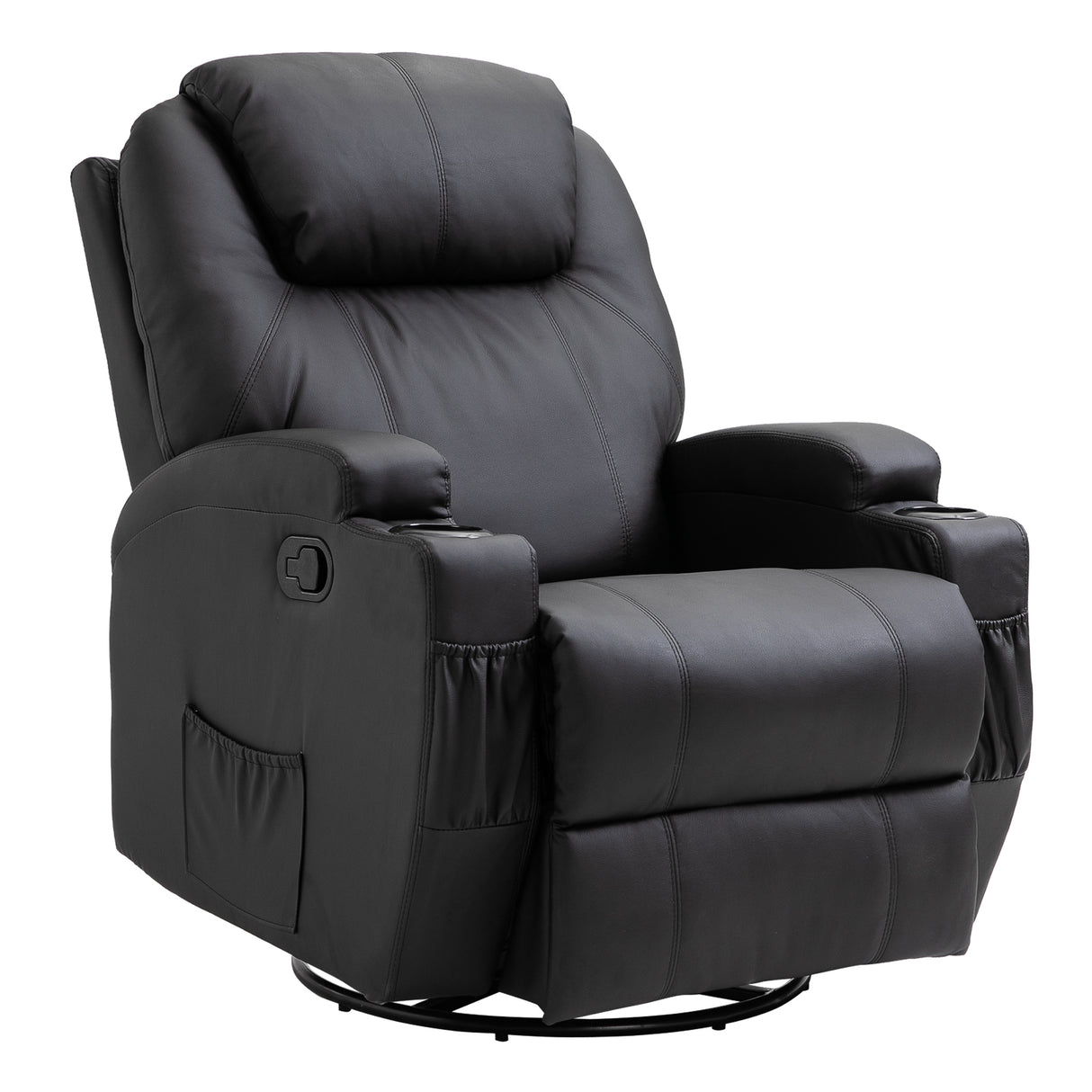 easycomfort easycomfort poltrona relax massaggiante con 8 punti 5 modalita e 2 intensita reclinabile con poggiapiedi e girevole 84x92x109cm nero