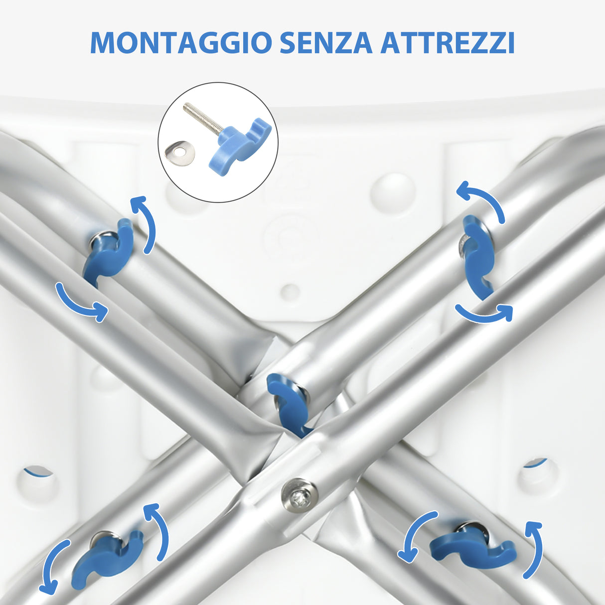 easycomfort easycomfort sgabello per doccia in alluminio con altezza regolabile e piedini antiscivolo a ventosa blu