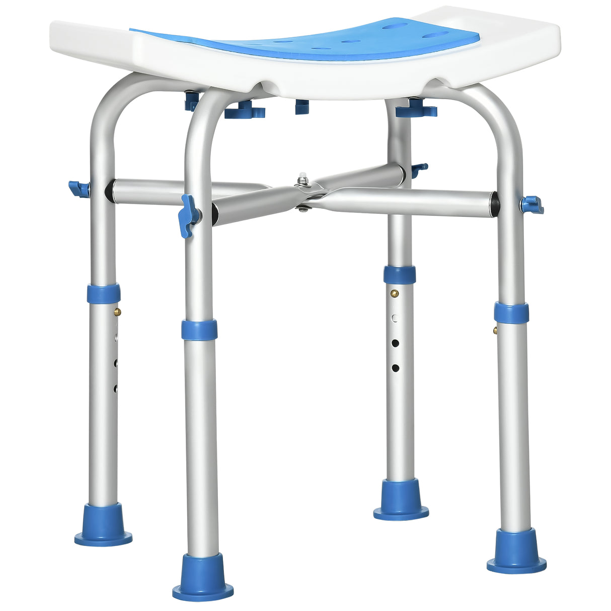easycomfort easycomfort sgabello per doccia in alluminio con altezza regolabile e piedini antiscivolo a ventosa blu