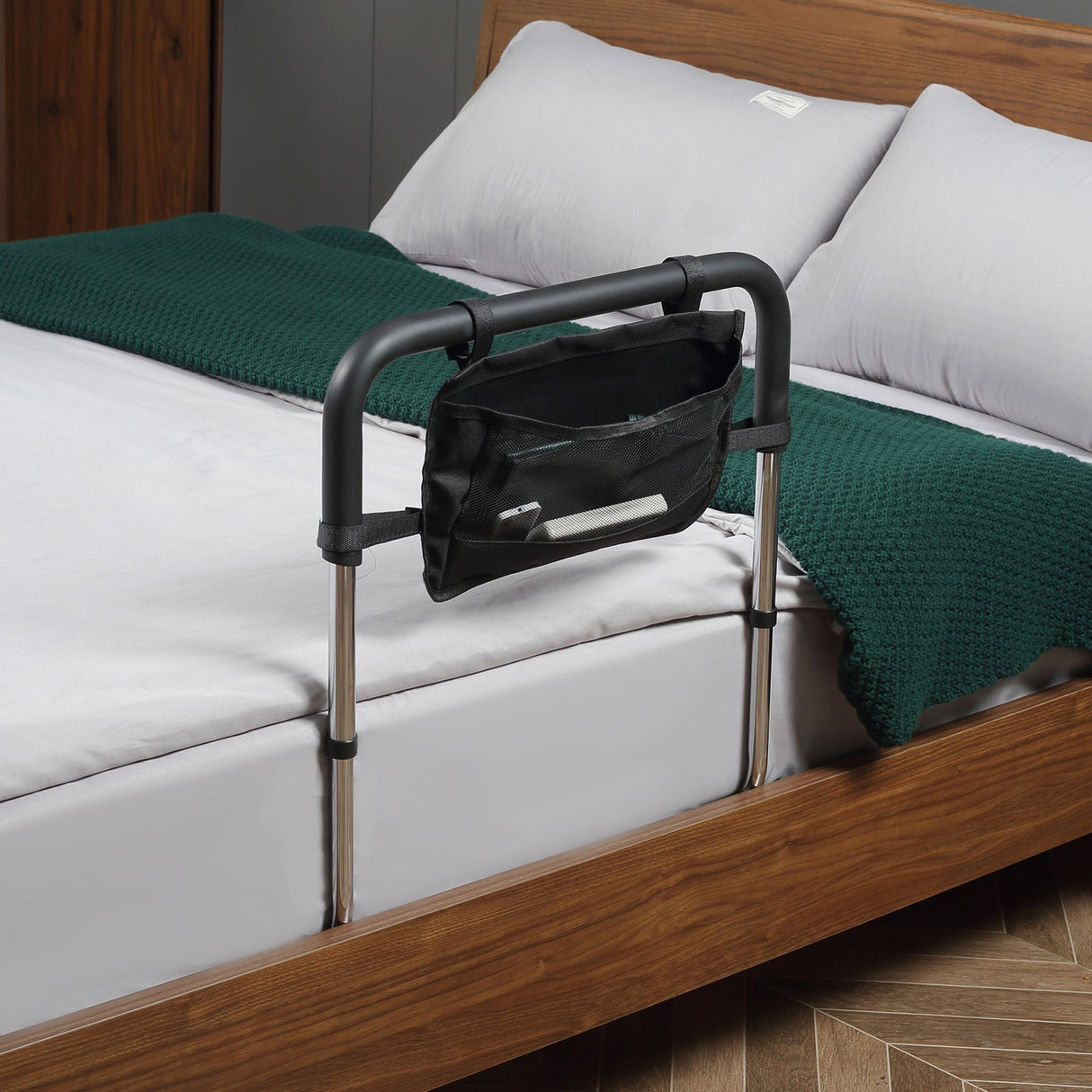 easycomfort easycomfort maniglia per letto con altezza regolabile in acciaio con impugnatura morbida argento