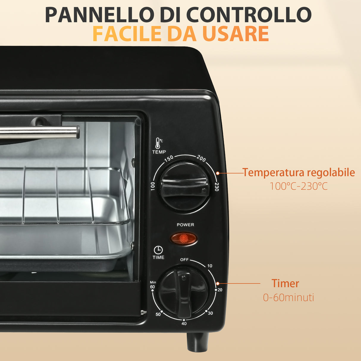 easycomfort easycomfort fornetto elettrico 10l da 750w con temperatura regolabile e timer 36 5x26x22 cm nero