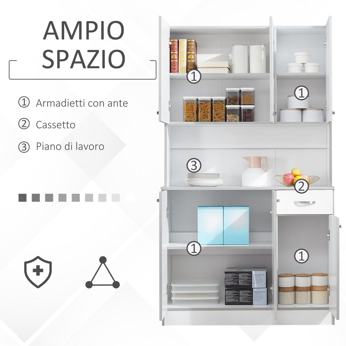 easycomfort easycomfort armadio con pensili da cucina in legno 101 x 39 x 180cm bianco