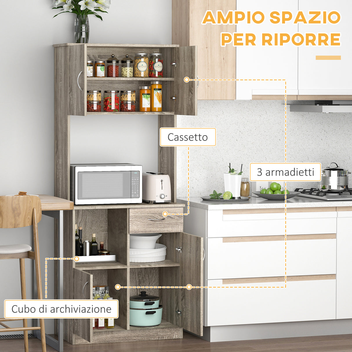 easycomfort easycomfort credenza moderna per cucina o sala da pranzo mobile buffet con armadietti e cassetti in legno grigio 71x41x178cm