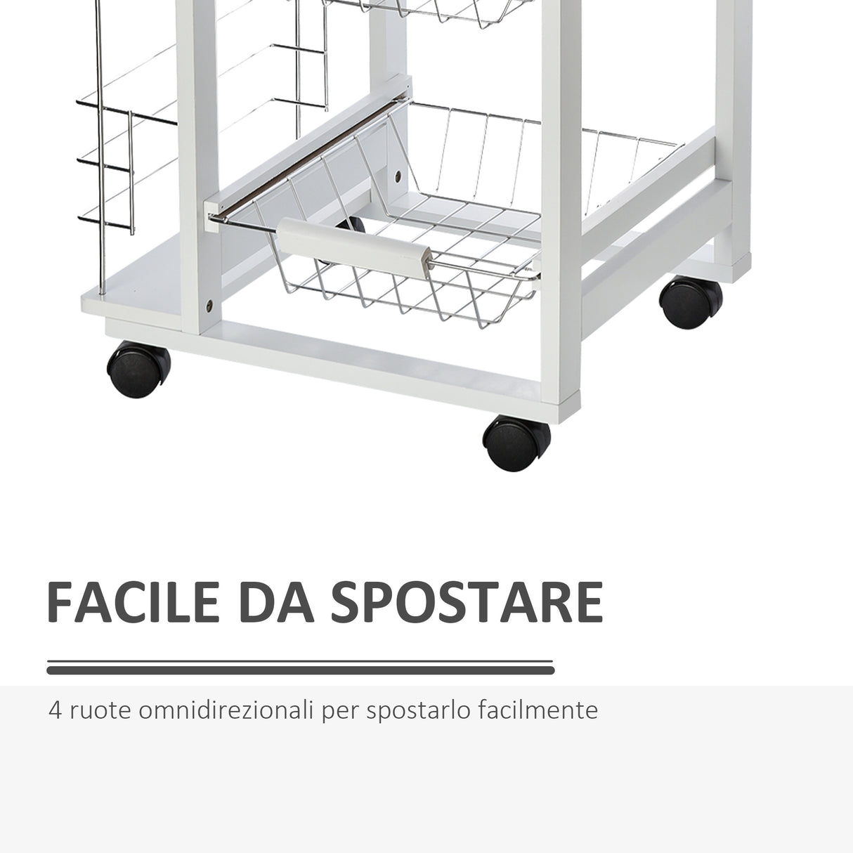 easycomfort easycomfort carrello isola da cucina salvaspazio in legno di pino carrello portavivande con 4 ruote cassetto 3 cesti estraibili portafrutta bianco ean 8054111845854